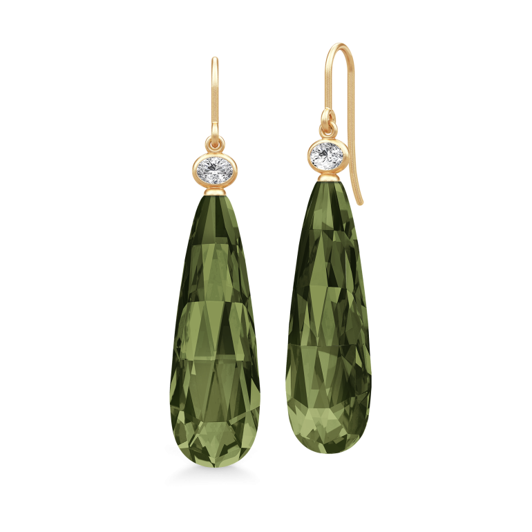 Julie Sandlau: Ofelia Drop Earring rering - Forgyldt slv - Olive Green - HKS809GDOLCRCZ