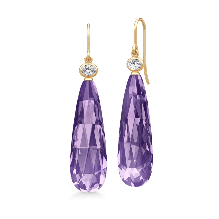 Julie Sandlau: Ofelia Drop Earring rering - Forgyldt slv - Ametyst - HKS809GDATCRCZ
