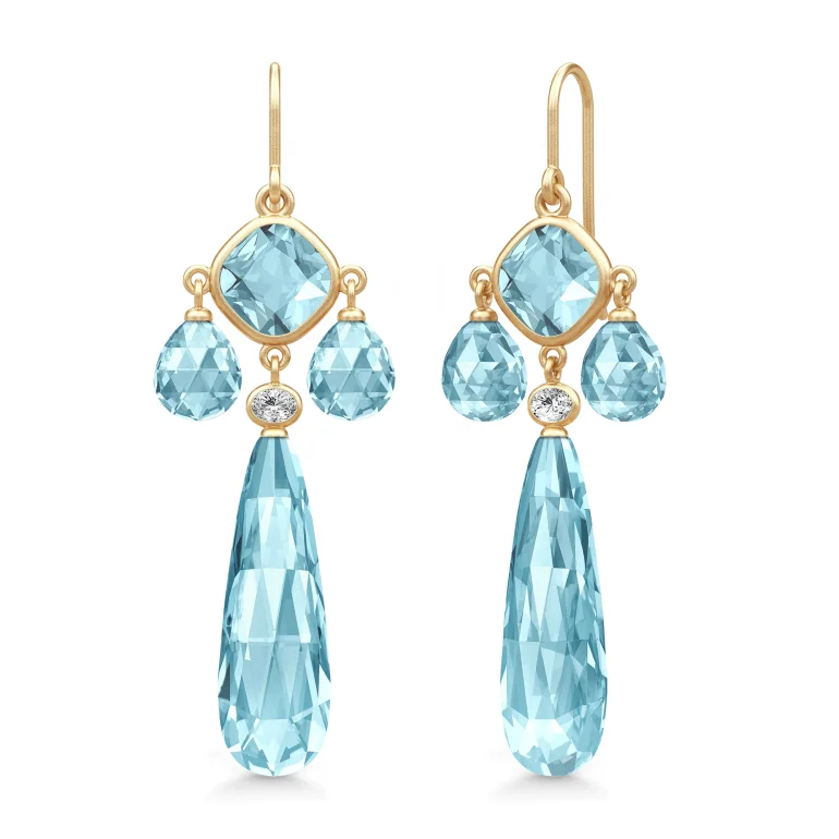 Julie Sandlau: Ofelia Chandeliers Earring rering - Forgyldt slv - Ice Blue - HKS822GDIBCRCZ