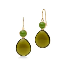 Julie Sandlau: Prime Drop - �rering - Moss Green and Olive Crystal - Forgyldt s�lv - HKS842GDMGOLCR