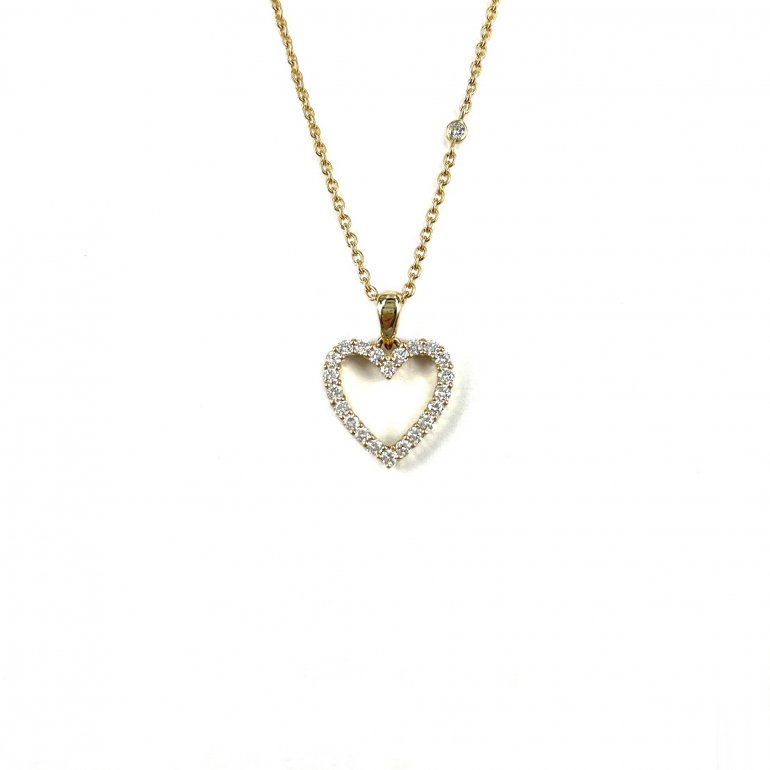 Guldbrandsen:  Hjerte Vedhng - Mellem - Guld - Brillanter - GUP015-M-RG