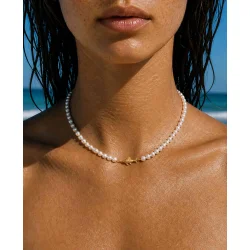Hultquist: Deep Sea Pearl Halsk�de - Forgyldt S�lv - Perler - S08675G