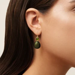Julie Sandlau: Prime Drop - �rering - Moss Green and Olive Crystal - Forgyldt s�lv - HKS842GDMGOLCR