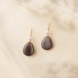 Julie Sandlau: Elina - �reringe - Chocolate Moonstone - Guld - YG14-HKS829WHPLCHMN