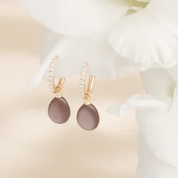 Julie Sandlau: Lulia Medium Hoops - �reringe - Guld - Brillanter - YG14-HPS149