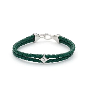 Alexander Lynggaard: Green Bolo Lder Armbnd - Slv hook ls - L00080
