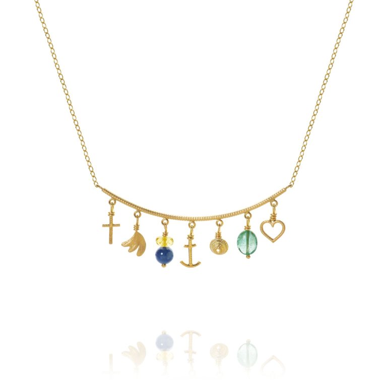 Dulong: LINEA PICCOLO SEA BREEZE halskde - Guld - Mix sten - LIN5-A1715-47