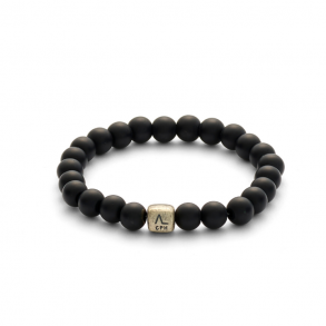 Alexander Lynggaard: ColorUp sort onyx armbnd m. slv cube (8mm) - C00060
