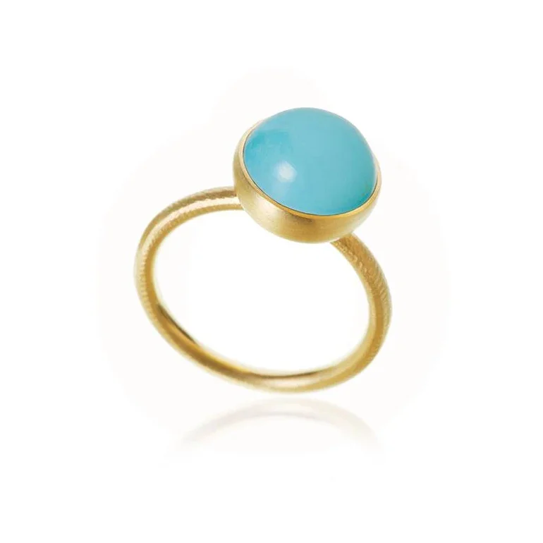 Dulong: Pacific Ring - Stor - Guld &amp; Turkis - PAC3-A1126