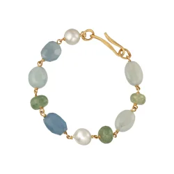 Dulong: Aqua Piccolo Armbnd - Guld - perler - 104150A53-4