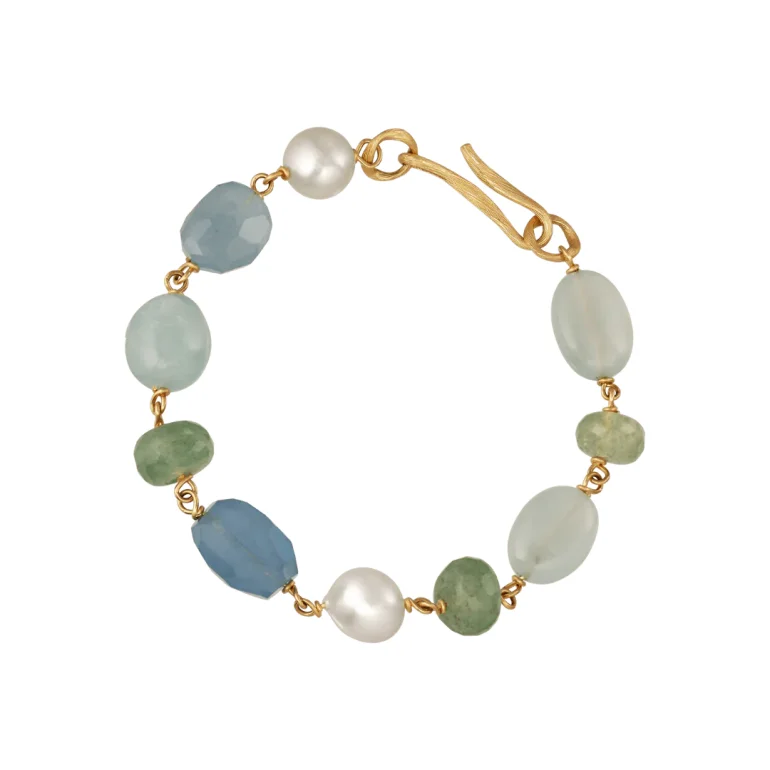 Dulong: Aqua Piccolo Armbnd - Guld - perler - 104150A53-4