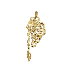 Jane Knig: ROSE EARRING WITH LEAF DROP rering - restik - FORGYLDT - RELD-HOL23-G