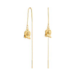 Flora Danica: Rosenblad �reh�ngere med  k�de - �reringe - Forgyldt s�lv - ROS-EACH-G