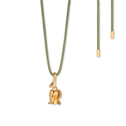 Flora Danica: Rose med silk halskde - forgyldt Slv - ROS-SilkNe-G