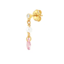 Hultquist: Pink Pearl Raindrop reringe - Forgyldt Slv - S08213G