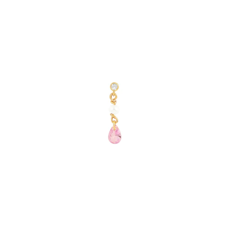 Hultquist: Pink Pearl Raindrop reringe - Forgyldt Slv - S08213G