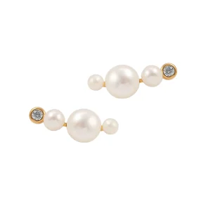 Hultquist: Agnes croissant �reringe - Forgyldt S�lv - S08220G