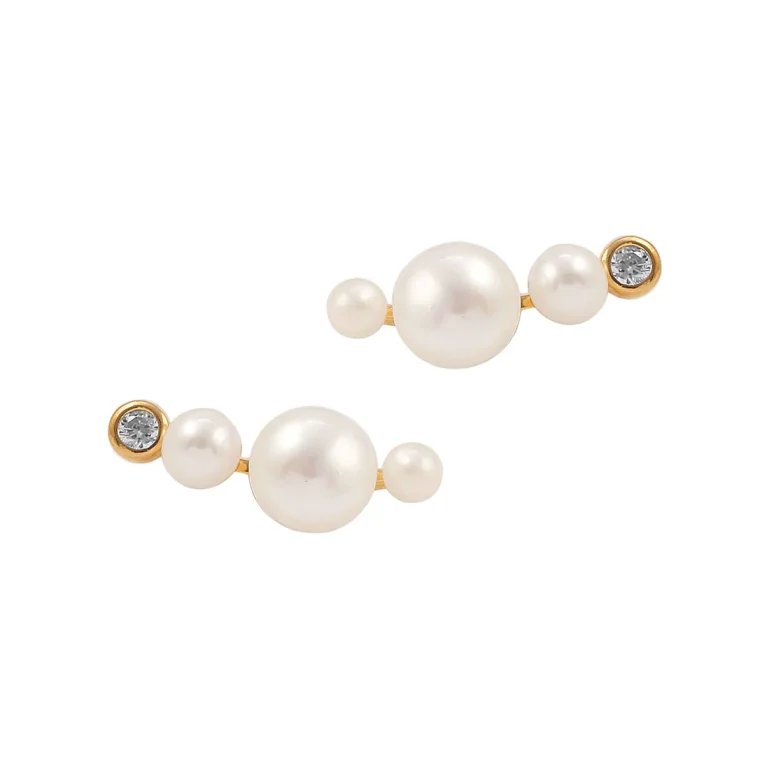Hultquist: Agnes croissant �reringe - Forgyldt S�lv - S08220G