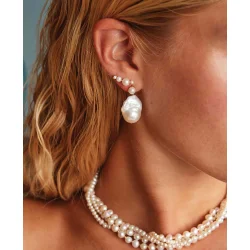 Hultquist: Agnes croissant �reringe - Forgyldt S�lv - S08220G