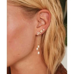 Hultquist: Aya flower Pearl �restikker - �reringe - Forgyldt S�lv - S08255G