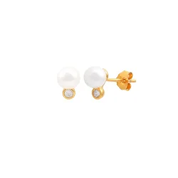 Hultquist: Harper Pearl �reringe - Forgyldt S�lv - Perle - S08601G
