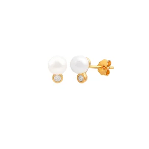 Hultquist: Harper Pearl �reringe - Forgyldt S�lv - Perle - S08601G
