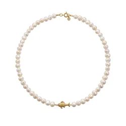Hultquist: Deep Sea Pearl Halsk�de - Forgyldt S�lv - Perler - S08675G