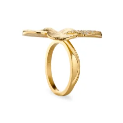 Flora Danica: Firklver Statement ring Pav - forgyldt slv - FLC-StRi-G-Pave