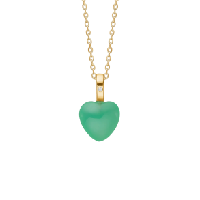 Carr� Copenhagen: Hjerte vedh�ng - Chrysopras - Diamant - Guld - TL4487CRDI8mm