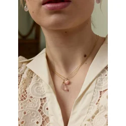 Carr� Copenhagen: Hjerte vedh�ng - 8mm Momo Koral - Diamant - Guld - TL 4487CODI