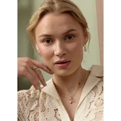 Carr� Copenhagen: Hjerte vedh�ng - 8mm Momo Koral - Diamant - Guld - TL 4487CODI