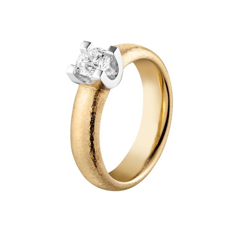 Guldbrandsen: U-fatning Solitaire ring - Guld - Brillanter