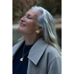 Flora Danica: Firklver med silkehalskde - forgyldt Slv - FLC-SilkNe-G