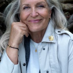 Flora Danica: Firklver silke armbnd - Bl - FG/Slv - FLC-silk-blue-18-G