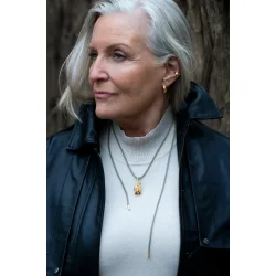 Flora Danica: Rose med silk halskde - forgyldt Slv - ROS-SilkNe-G