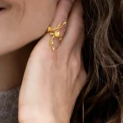 Flora Danica: Forglemmigej Statement ring - forgyldt slv - FMN-StRi-G-54