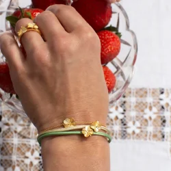 Flora Danica: Firklver silke armbnd - Champagne - Forgyldt Slv - FLC-SILK-CHAMPAGNE-G