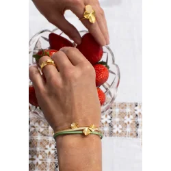 Flora Danica: Firklver Statement ring Pav - forgyldt slv - FLC-StRi-G-Pave