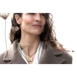 Flora Danica: Firklver med silkehalskde - forgyldt Slv - FLC-SilkNe-G