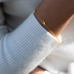 Flora Danica: Forglemmigej armbnd - forgyldt slv - FMN-Br-G