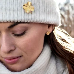 Flora Danica: Firklver broche - forgyldt slv - FLC-Bro-G