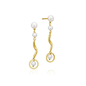 Dulong: Vega Pearl reringe - Kort - Perle - guld - 111217A07-1