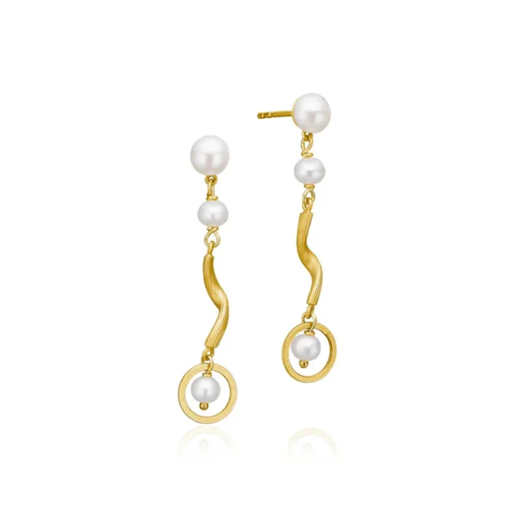 Dulong: Vega Pearl reringe - Kort - Perle - guld - 111217A07-1