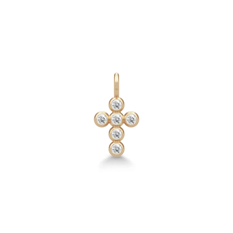 Julie Sandlau: Diamond Cross Pendant Vedhng - Guld - Diamanter - YG14-PD370