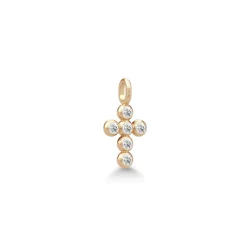 Julie Sandlau: Diamond Cross Pendant Vedhng - Guld - Diamanter - YG14-PD370