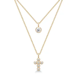 Julie Sandlau: Diamond Cross Pendant Vedhng - Guld - Diamanter - YG14-PD370