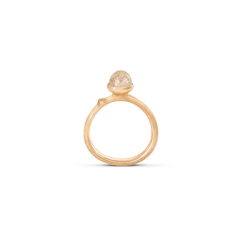 OLE LYNGGAARD COPENHAGEN: Lotus Ring Tiny -Guld/Rutilkvarts - A2708-411