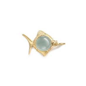 OLE LYNGGAARD COPENHAGEN: Young Fish Vedhng - Guld - Akvamarin - A3217-403
