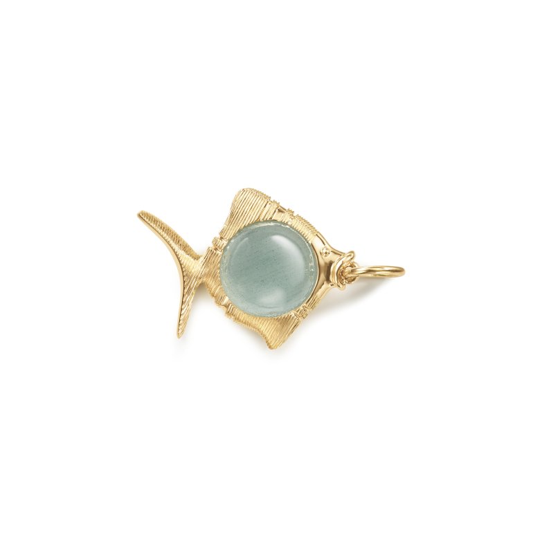 OLE LYNGGAARD COPENHAGEN: Young Fish Vedhng - Guld - Akvamarin - A3217-403