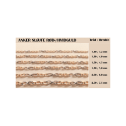 BNH: Anker sljfe armbnd - Rund - Guld - 14kt - 18,5cm
